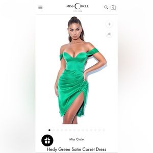 Miss Circle Hedy Green Satin Corset Dress